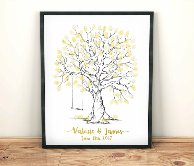 Tree-a-footprint-wedding-gul-svart ram