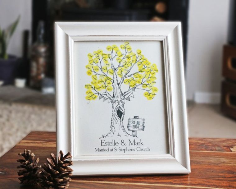 Tree-a-wedding-footprint-monochrome-framed decoration