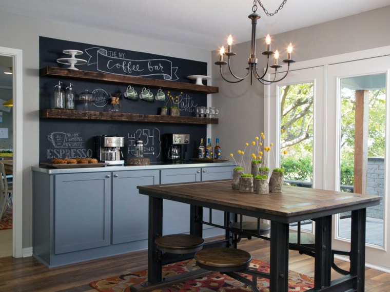 slate wall painting black kitchen