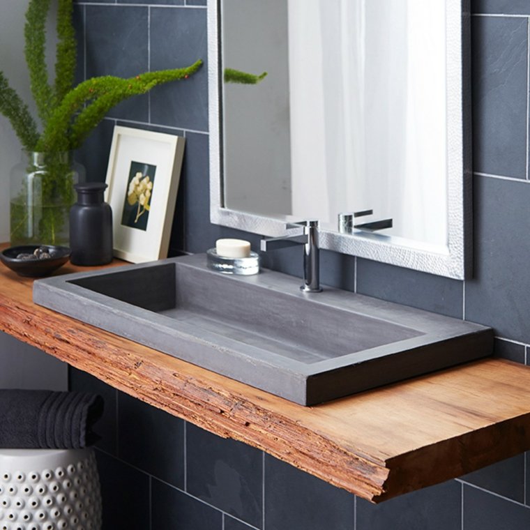 worktop slate bathrooms black and wood