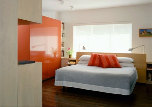 orange wardrobe even color pillows