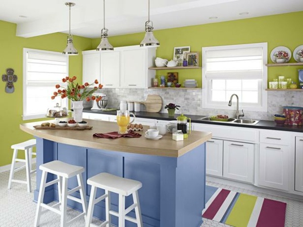 cabinets-kitchen-white-wall-green-blue island