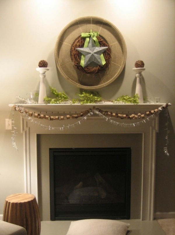 christmas arrangement chimney star gray beige