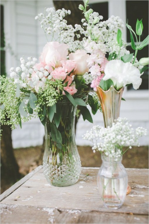 floral arrangements shabby chic style wedding