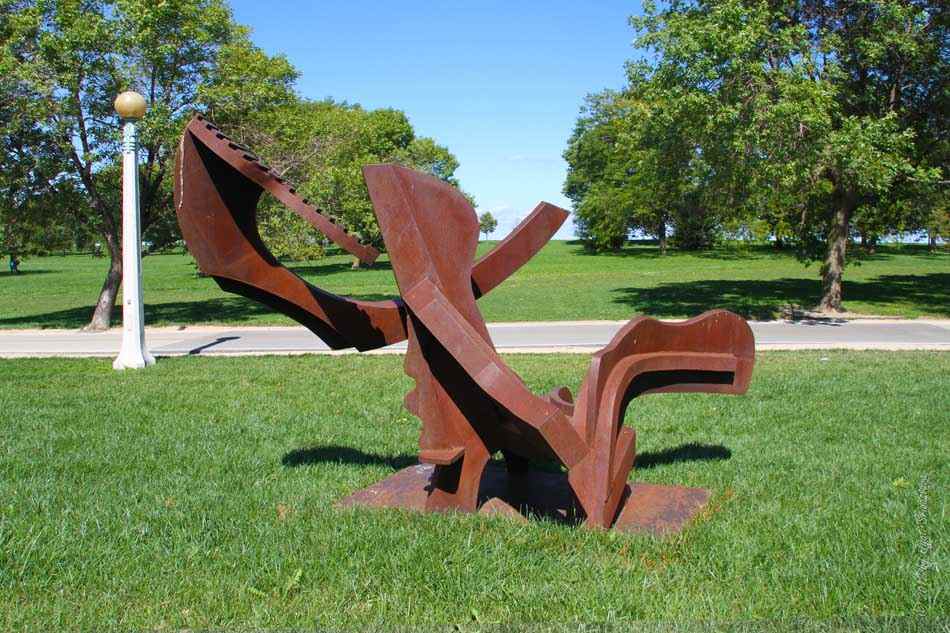 Steel sculpture in a public park