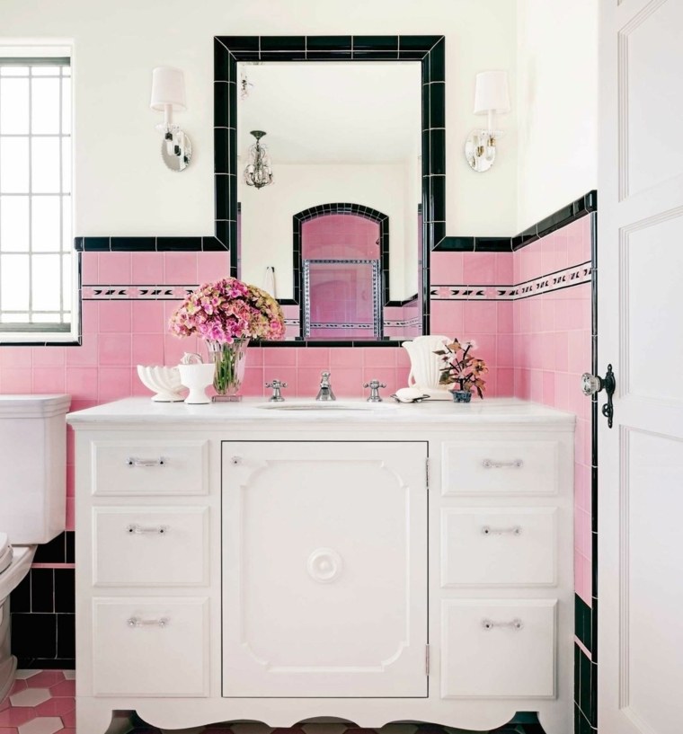 associate the colors in the bathroom pink gray idea