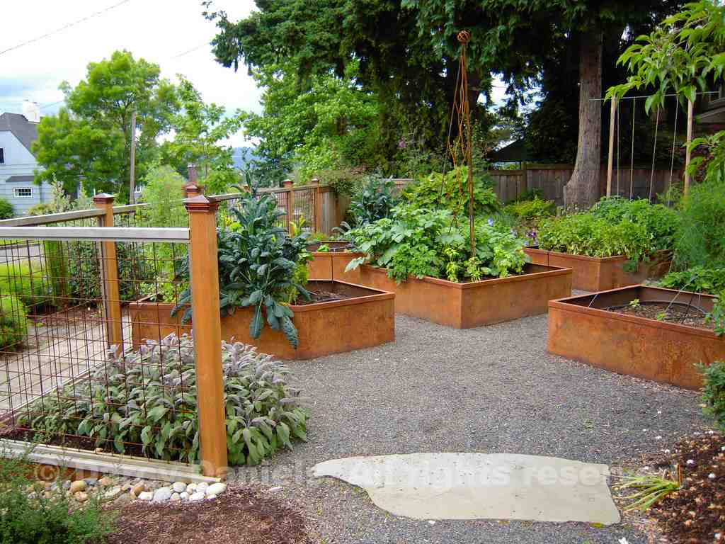 garden pots steel flowers plants