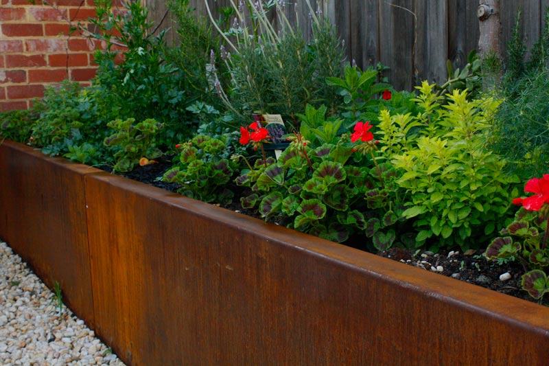 garden containers steel flowers