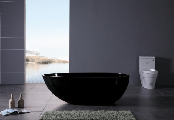 black freestanding bathtub