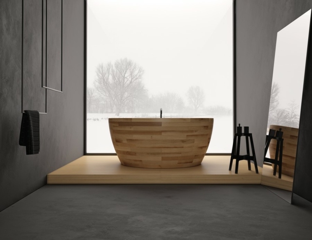 light wood bathtub bathroom