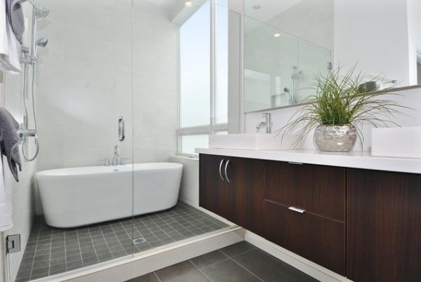 bathtub in shower cubicle simple design