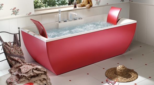 red modern design bathtub