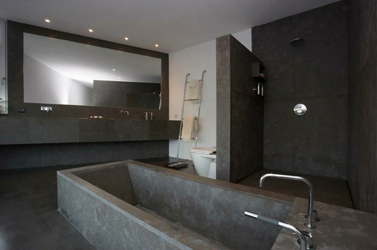 concrete wax design bathroom modern arrangement mirror idea