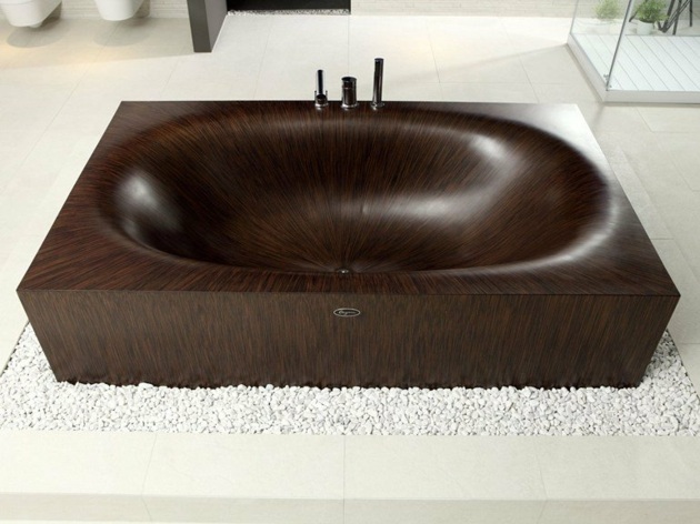 dark wooden bathtub