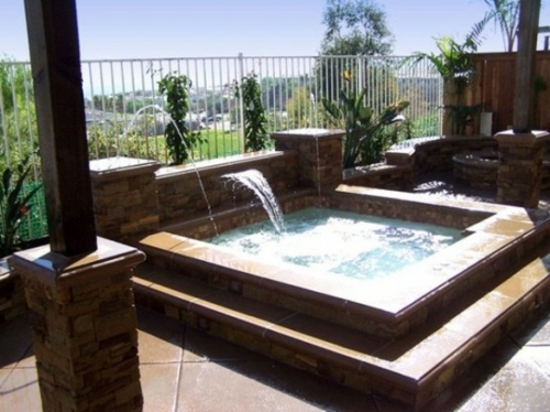 bathtub jacuzzi garden outdoor square steps