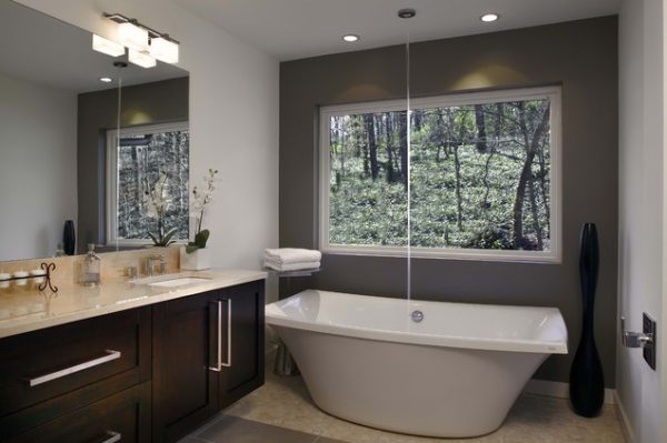 built-in bathtub beautiful nature table