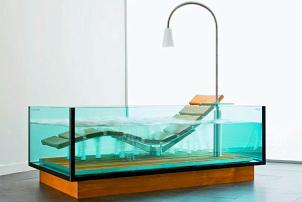 transparent rectangular bathtub