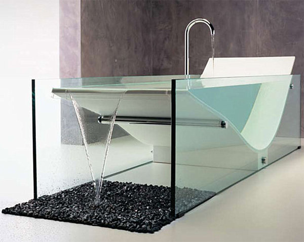 single bathtub rim transparent structure