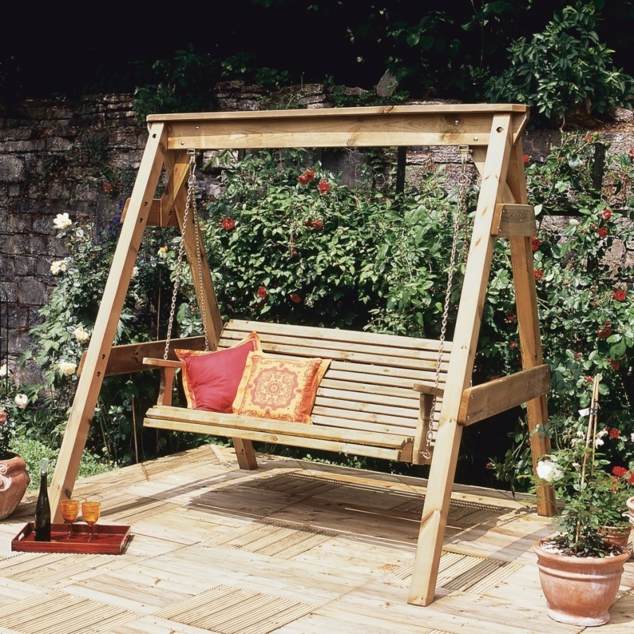 swing garden wood cushions