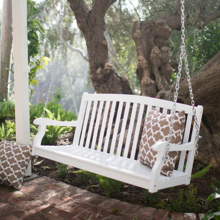 garden swing white wood