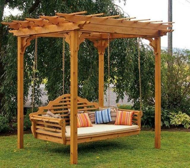 swing wooden pergola deco