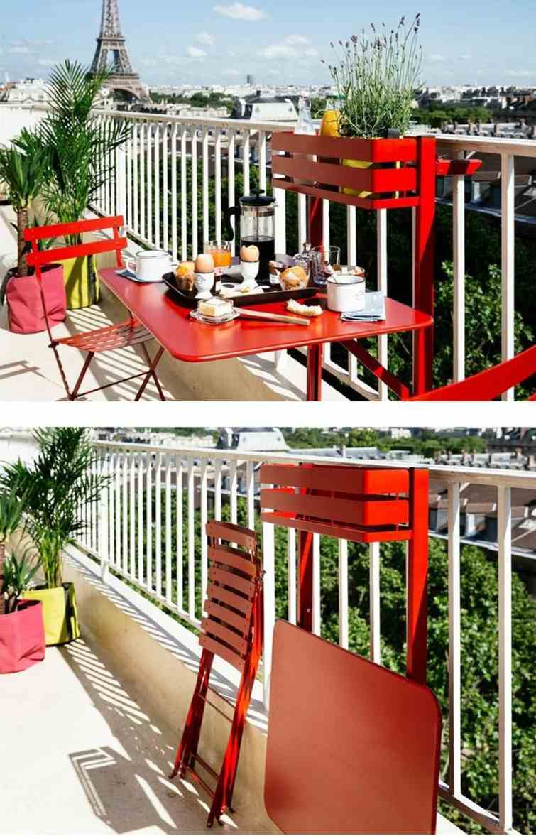 balcony small red chairs