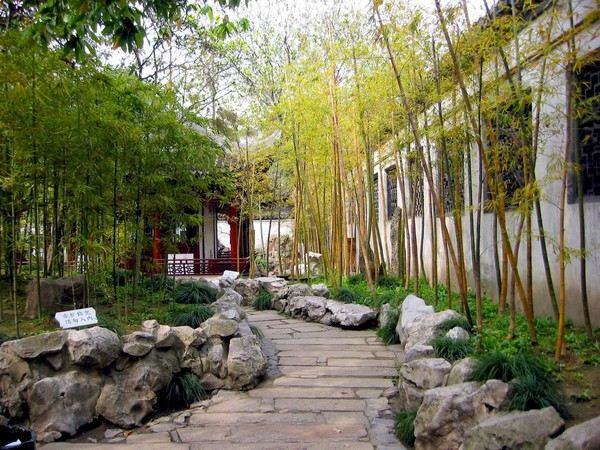 bamboo decorating garden temple