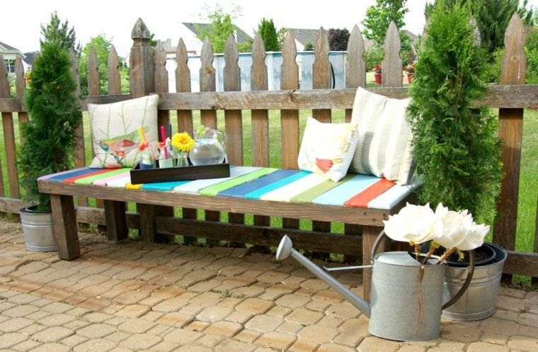 wood pallets bench garden outdoor idea