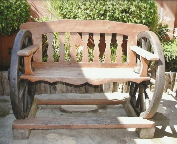 old wheels vintage bench