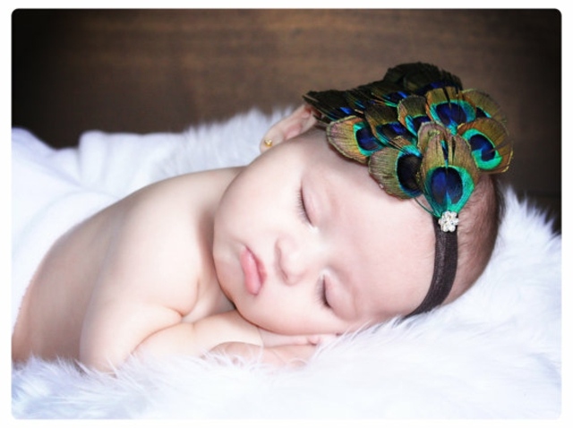 baby girl feather headband