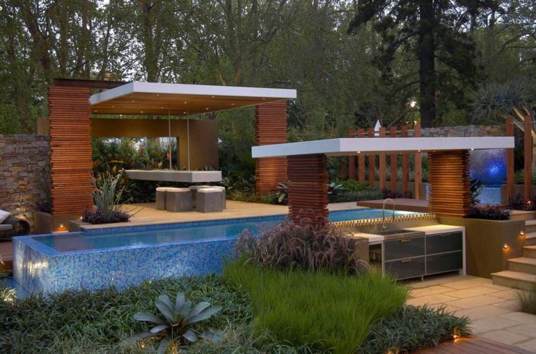 modern pool design garden bar