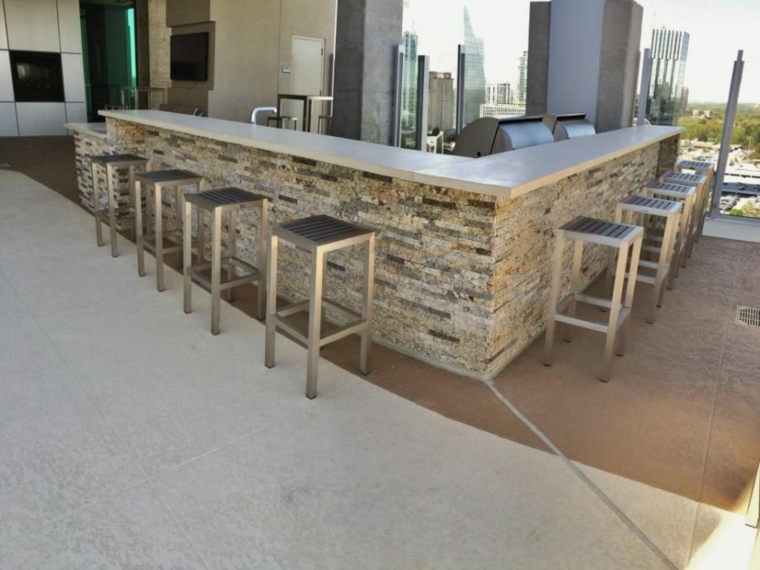 bar outdoor design trend modern stools steel trend