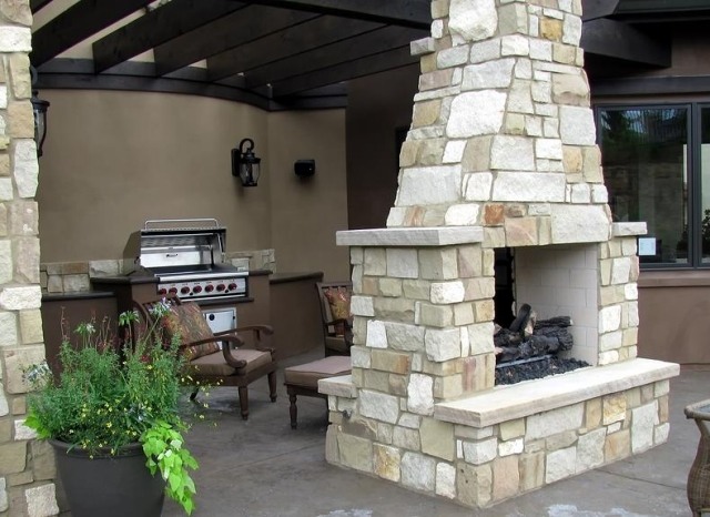 BBQ-built metal chimney-stone