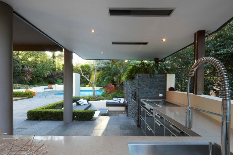 barbecue fixed kitchen terrace outdoor modern design