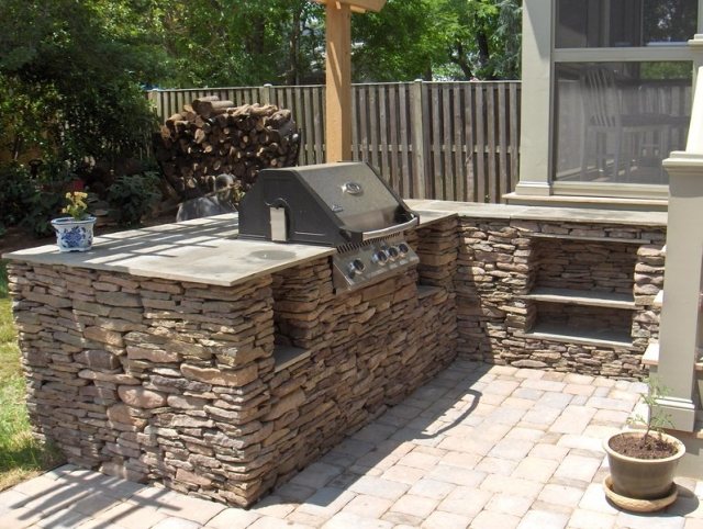 built-in fixed barbecue-cook-stone-metal