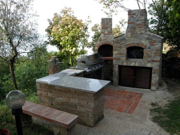 stone barbecue hard landscaping