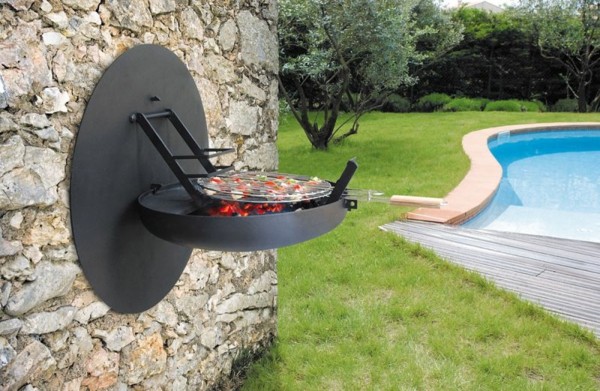 fixed stone wall barbecue