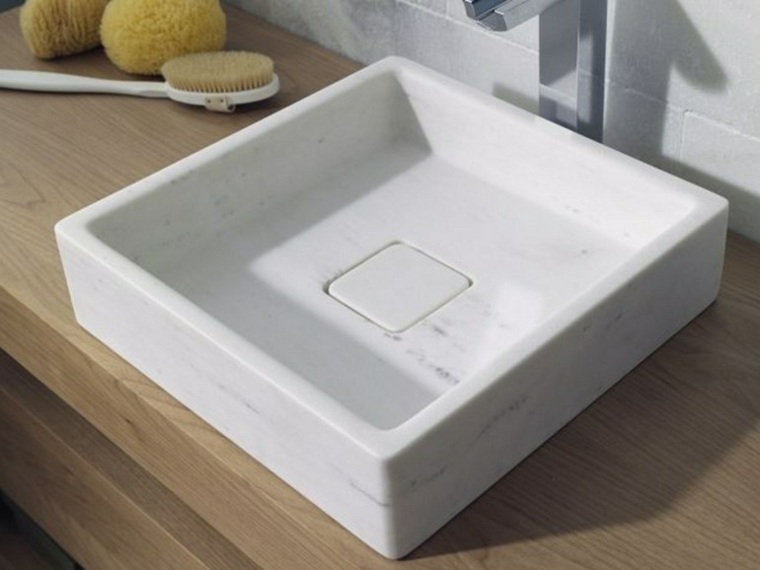 modern design washbasin marble worktop wood