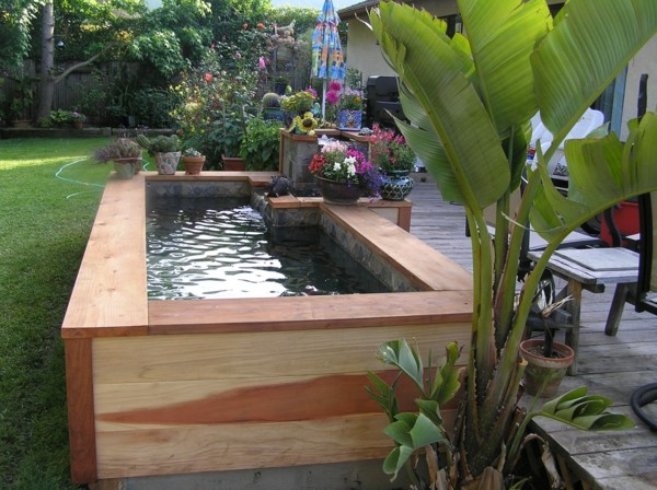 garden wood mini koi basin