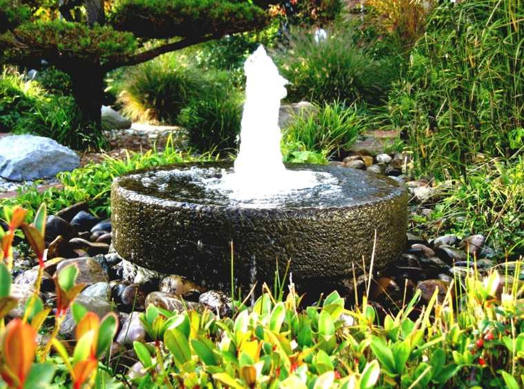 fountain stone garden decoration outdoor idea waterfall plants