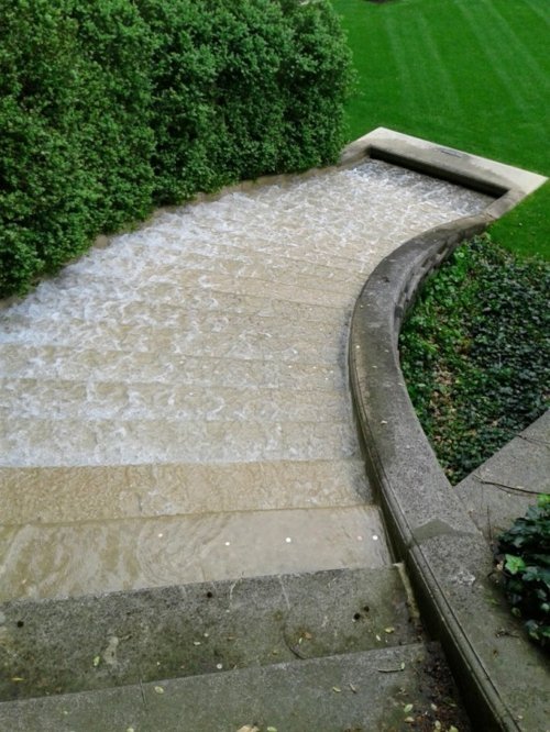 garden pond fountain stair stone waterfall