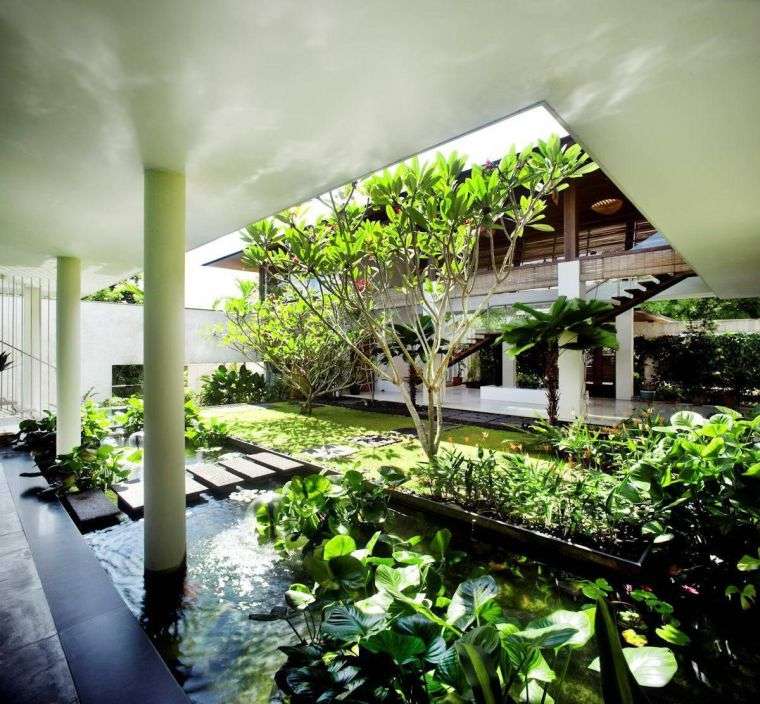 contemporary garden patio pool