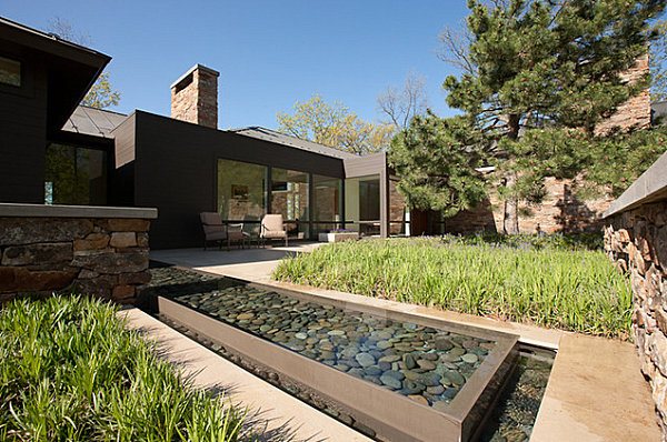 garden pond filled with gray stones