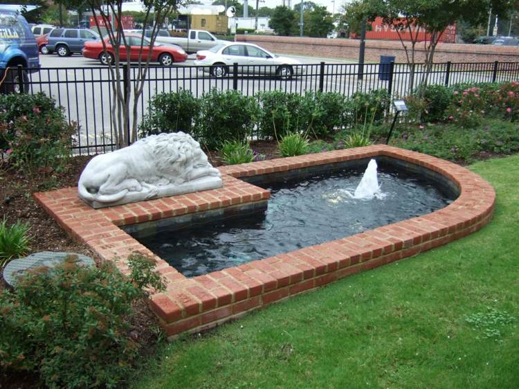 garden pond brick statue