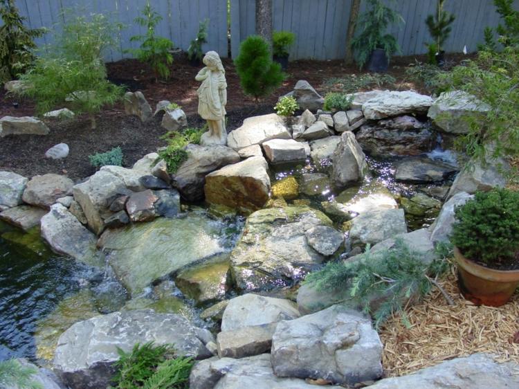 garden pond stones statue