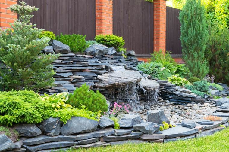 deco garden stone idea waterfall landscaping original exterior