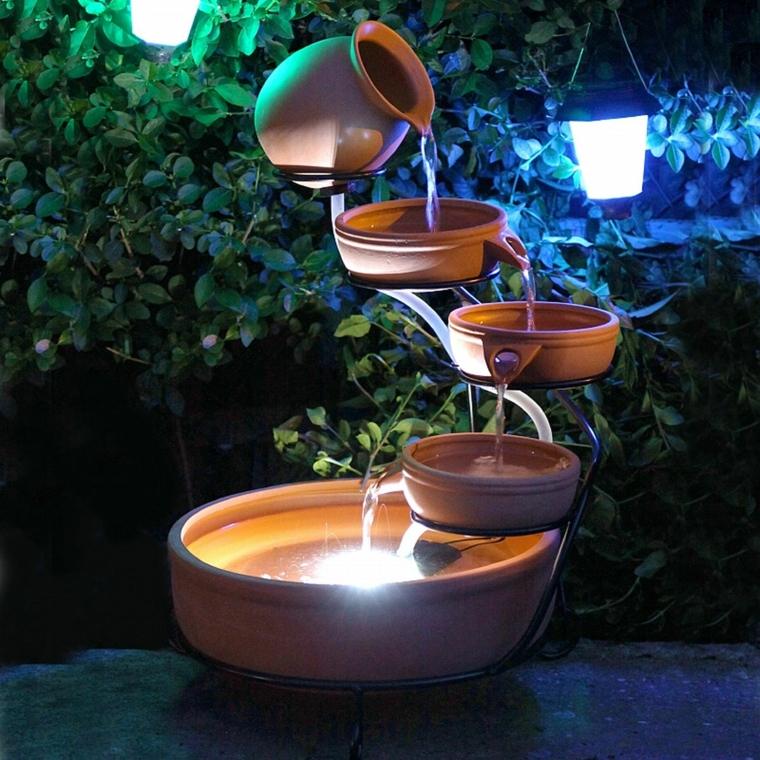 Solar waterfall ceramic garden