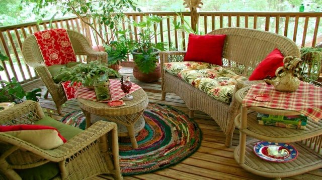 balcony beautiful idea design style contemporary cushion red carpet plant