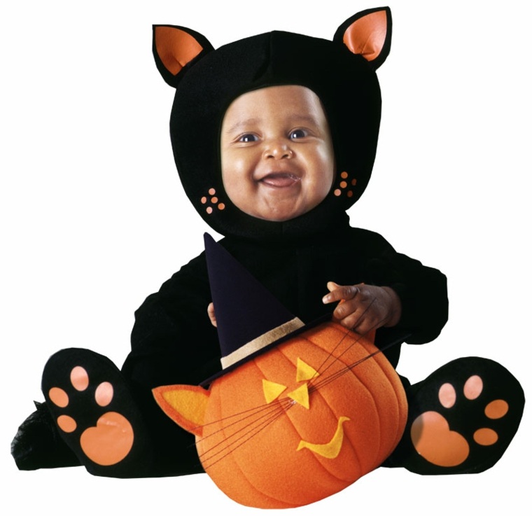 menyamarkan labu kucing halloween bayi