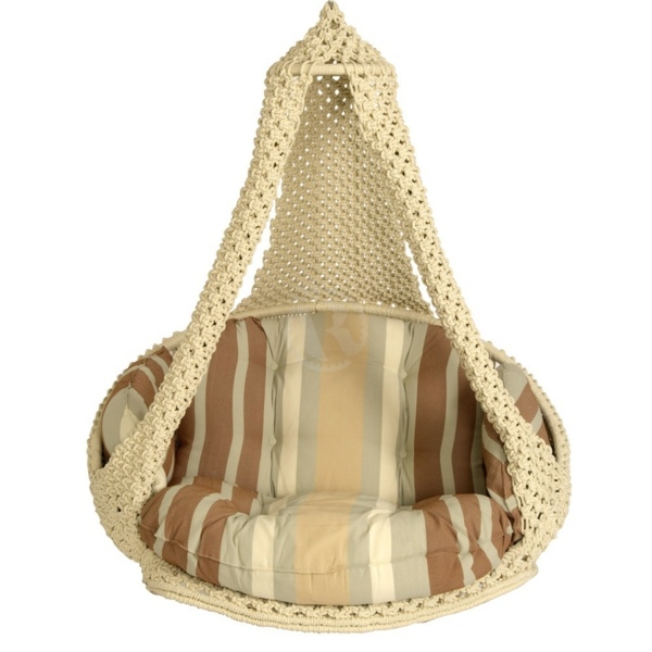 beige brown gray hanging chair